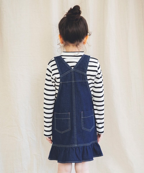 BRANSHES（ブランシェス）の「裾フリルデニムジャンパースカート（ジャンパースカート・キッズ・ブルー/ネイビー・120cm/90cm/130cm/100cm/110cm）」の7枚目の写真