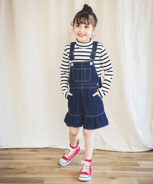 BRANSHES（ブランシェス）の「裾フリルデニムジャンパースカート（ジャンパースカート・キッズ・ブルー/ネイビー・120cm/90cm/130cm/100cm/110cm）」の10枚目の写真