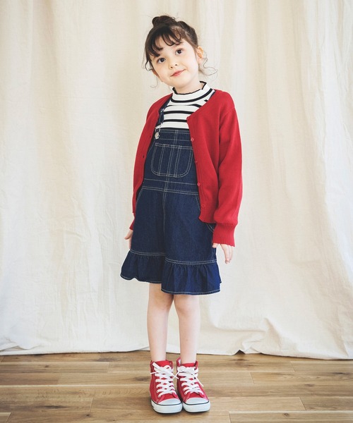 BRANSHES（ブランシェス）の「裾フリルデニムジャンパースカート（ジャンパースカート・キッズ・ブルー/ネイビー・120cm/90cm/130cm/100cm/110cm）」の13枚目の写真