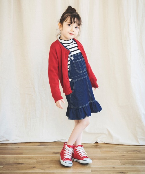 BRANSHES（ブランシェス）の「裾フリルデニムジャンパースカート（ジャンパースカート・キッズ・ブルー/ネイビー・120cm/90cm/130cm/100cm/110cm）」の14枚目の写真