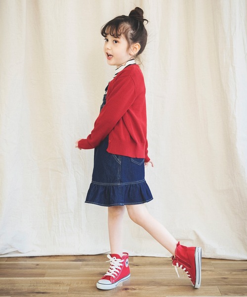 BRANSHES（ブランシェス）の「裾フリルデニムジャンパースカート（ジャンパースカート・キッズ・ブルー/ネイビー・120cm/90cm/130cm/100cm/110cm）」の15枚目の写真