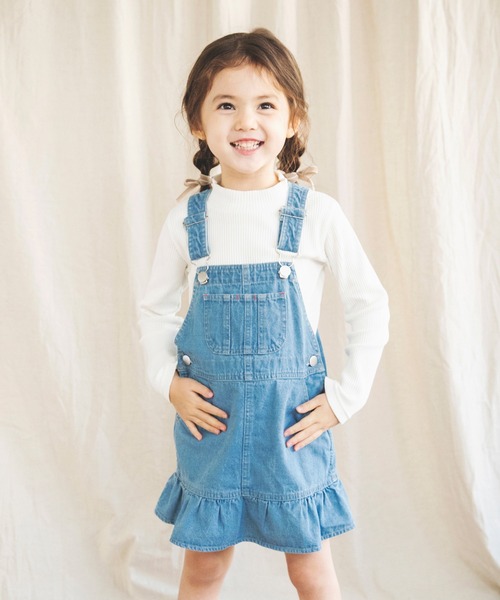 BRANSHES（ブランシェス）の「裾フリルデニムジャンパースカート（ジャンパースカート・キッズ・ブルー/ネイビー・120cm/90cm/130cm/100cm/110cm）」の21枚目の写真