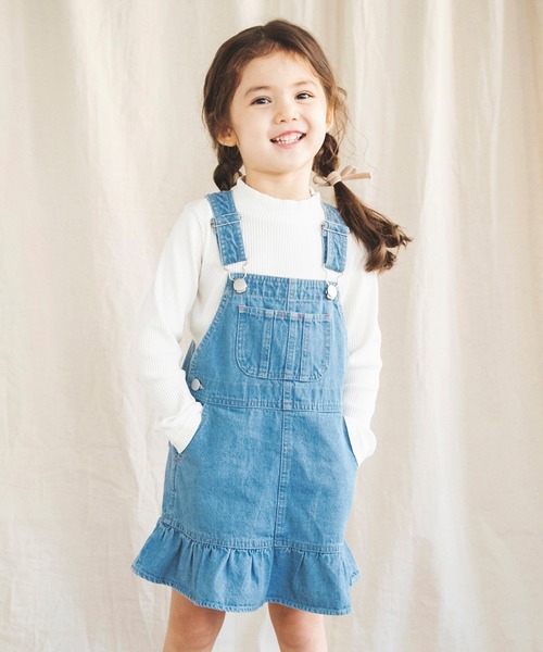 BRANSHES（ブランシェス）の「裾フリルデニムジャンパースカート（ジャンパースカート・キッズ・ブルー/ネイビー・120cm/90cm/130cm/100cm/110cm）」の22枚目の写真