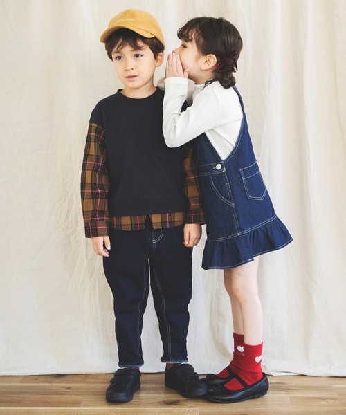 BRANSHES（ブランシェス）の「裾フリルデニムジャンパースカート（ジャンパースカート・キッズ・ブルー/ネイビー・120cm/90cm/130cm/100cm/110cm）」の17枚目の写真