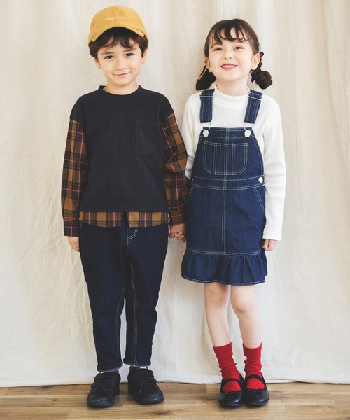 BRANSHES（ブランシェス）の「裾フリルデニムジャンパースカート（ジャンパースカート・キッズ・ブルー/ネイビー・120cm/90cm/130cm/100cm/110cm）」の20枚目の写真