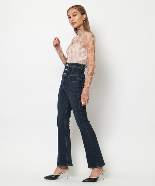 SPIRALGIRL（スパイラルガール）の「ハイウエストハイパーフレアデニム（デニムパンツ・レディース・ライトブルー/インディゴブルー・MEDIUM/SMALL）」の22枚目の写真