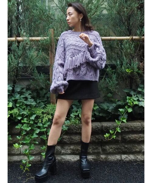 EVRIS（エヴリス）の「フェイクスウェードミニスカート（スカート・レディース・ブルー/ブラック・MEDIUM/SMALL）」の7枚目の写真