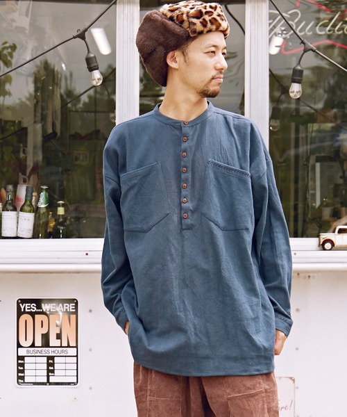 チャイハネ(チャイハネ)の「【チャイハネ】シェパルMEN'Sトップス(シャツ/ブラウス・メンズ・ベージュ/ネイビー/カーキ/キャメル・FREE)」の3枚目の写真