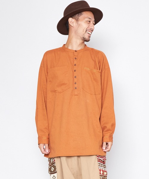 チャイハネ(チャイハネ)の「【チャイハネ】シェパルMEN'Sトップス(シャツ/ブラウス・メンズ・ベージュ/ネイビー/カーキ/キャメル・FREE)」の4枚目の写真