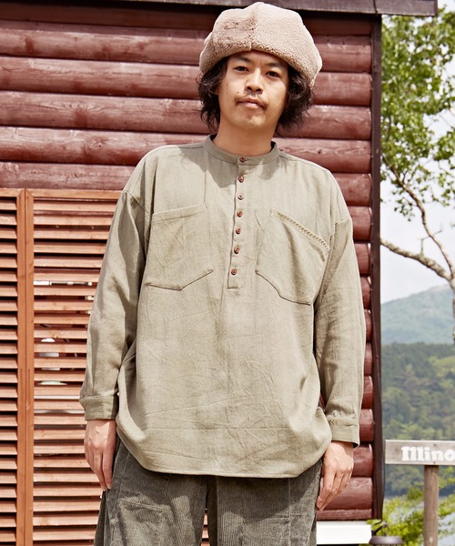 チャイハネ(チャイハネ)の「【チャイハネ】シェパルMEN'Sトップス(シャツ/ブラウス・メンズ・ベージュ/ネイビー/カーキ/キャメル・FREE)」の1枚目の写真
