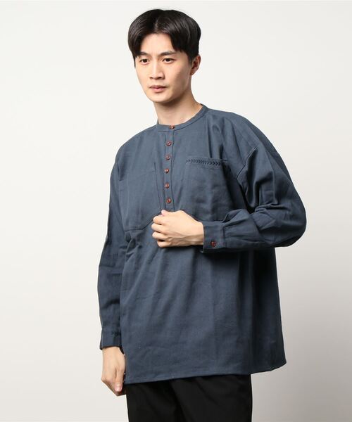 チャイハネ(チャイハネ)の「【チャイハネ】シェパルMEN'Sトップス(シャツ/ブラウス・メンズ・ベージュ/ネイビー/カーキ/キャメル・FREE)」の12枚目の写真