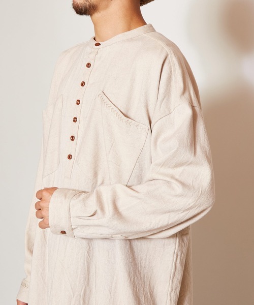 チャイハネ(チャイハネ)の「【チャイハネ】シェパルMEN'Sトップス(シャツ/ブラウス・メンズ・ベージュ/ネイビー/カーキ/キャメル・FREE)」の16枚目の写真