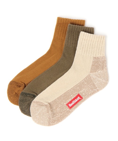 Healthknit(ヘルスニット)の「【Healthknit(ヘルスニット)】シンカーカラー 3Pソックス(ソックス/靴下・メンズ・ベージュ・FREE)」の1枚目の写真