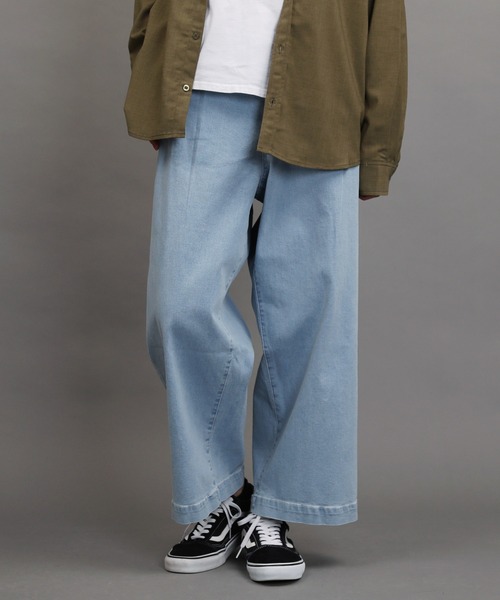 air tokyo sellection（エアートウキョウセレクション）の「【ユニセックスで着用可能】ルーズシルエット ワイド デニム イージーパンツ（デニムパンツ・メンズ・インディゴブルー/ワンウォッシュ/ライトブルー・MEDIUM/LARGE/X-LARGE）」の3枚目の写真