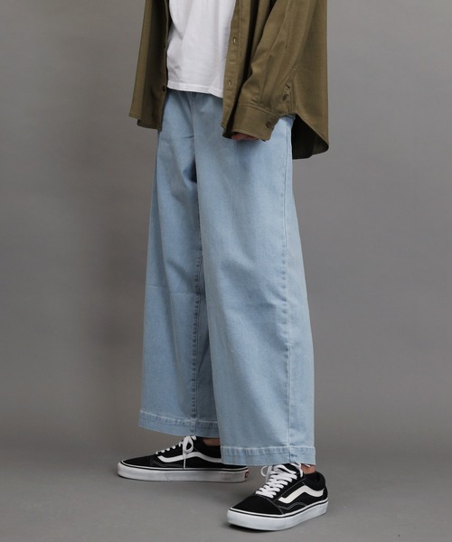 air tokyo sellection（エアートウキョウセレクション）の「【ユニセックスで着用可能】ルーズシルエット ワイド デニム イージーパンツ（デニムパンツ・メンズ・インディゴブルー/ワンウォッシュ/ライトブルー・MEDIUM/LARGE/X-LARGE）」の5枚目の写真