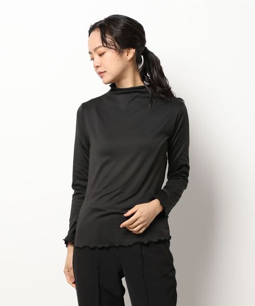 Anuenue（アヌエヌエ）の「ハイネックフリルカットソー 長袖（Tシャツ/カットソー・レディース・ホワイト/ブラック/イエロー/ブルー/グリーン・2L/3L/S/M/L）」の7枚目の写真