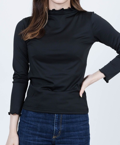 Anuenue（アヌエヌエ）の「ハイネックフリルカットソー 長袖（Tシャツ/カットソー・レディース・ホワイト/ブラック/イエロー/ブルー/グリーン・2L/3L/S/M/L）」の15枚目の写真