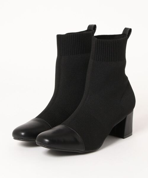 KOBE LETTUCE（コウベレタス）の「ソックス切り替えショートブーツ（ブーツ・レディース・ブラック/ブラウン/ベージュ/ホワイト系その他・L/M/S/LL）」の3枚目の写真
