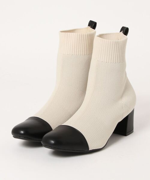 KOBE LETTUCE（コウベレタス）の「ソックス切り替えショートブーツ（ブーツ・レディース・ブラック/ブラウン/ベージュ/ホワイト系その他・L/M/S/LL）」の10枚目の写真