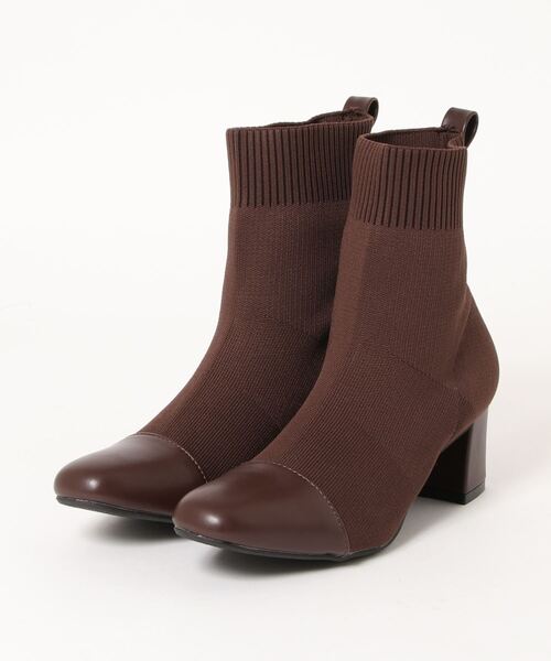 KOBE LETTUCE（コウベレタス）の「ソックス切り替えショートブーツ（ブーツ・レディース・ブラック/ブラウン/ベージュ/ホワイト系その他・L/M/S/LL）」の11枚目の写真