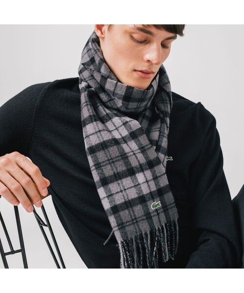 LACOSTE(ラコステ)の「ブラックウォッチウールマフラー(マフラー)」|ブラック