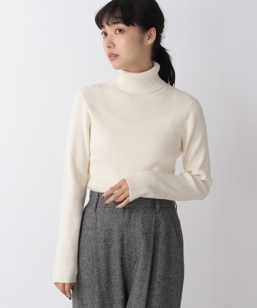 LOWRYS FARM（ローリーズファーム）の「リブタートルＬＳ　216388（ニット/セーター・レディース・ブラック/オフホワイト/ブルー/ブラウン・FREE）」の6枚目の写真