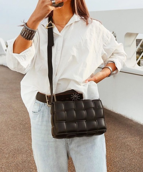 shopnikoniko(ショップニコニコ)の「編み込み バッグ ショルダーバッグ スクエア(ショルダーバッグ・レディース・アイボリー/ベージュ/グリーン/ブラック・フリー)」の9枚目の写真