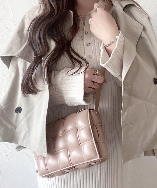 shopnikoniko(ショップニコニコ)の「編み込み バッグ ショルダーバッグ スクエア(ショルダーバッグ・レディース・アイボリー/ベージュ/グリーン/ブラック・フリー)」の10枚目の写真