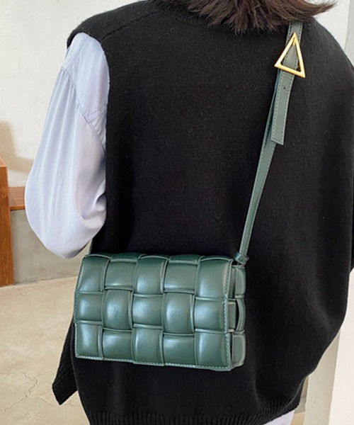 shopnikoniko(ショップニコニコ)の「編み込み バッグ ショルダーバッグ スクエア(ショルダーバッグ・レディース・アイボリー/ベージュ/グリーン/ブラック・フリー)」の18枚目の写真