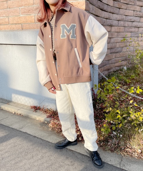 nemne store(ネンネストア)の「ミント香るワッペン付きスタジャン(スタジャン・レディース・グリーン/ベージュ・フリー)」の8枚目の写真