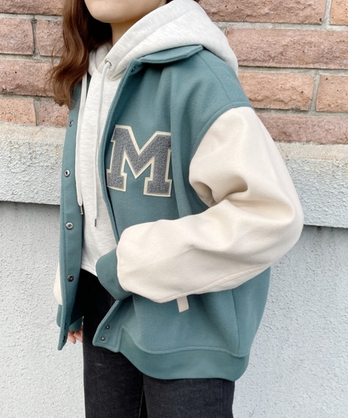 nemne store(ネンネストア)の「ミント香るワッペン付きスタジャン(スタジャン・レディース・グリーン/ベージュ・フリー)」の16枚目の写真