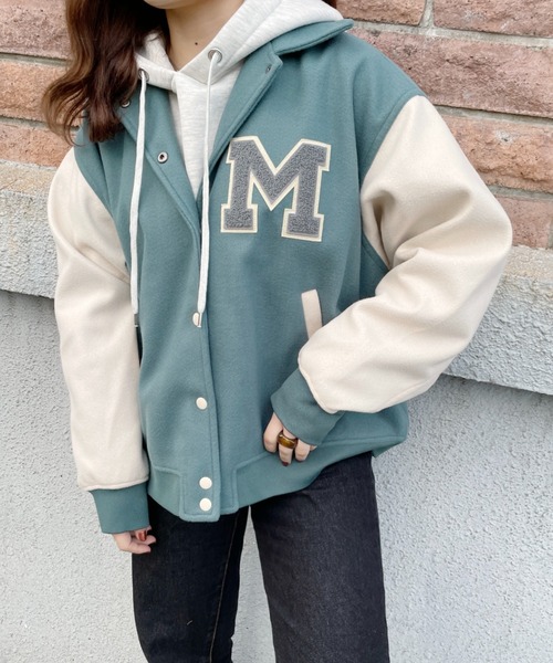 nemne store(ネンネストア)の「ミント香るワッペン付きスタジャン(スタジャン・レディース・グリーン/ベージュ・フリー)」の17枚目の写真