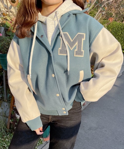 nemne store(ネンネストア)の「ミント香るワッペン付きスタジャン(スタジャン・レディース・グリーン/ベージュ・フリー)」の13枚目の写真