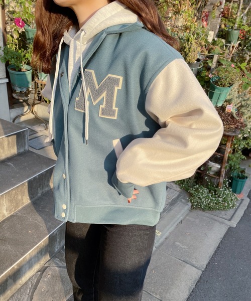 nemne store(ネンネストア)の「ミント香るワッペン付きスタジャン(スタジャン・レディース・グリーン/ベージュ・フリー)」の14枚目の写真