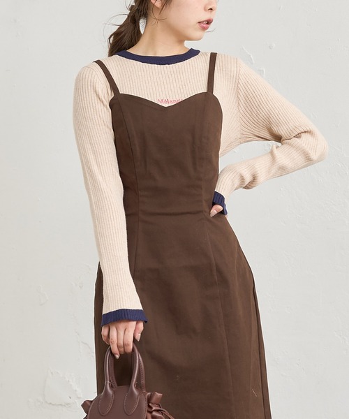 natural couture（ナチュラルクチュール）の「刺繍ロゴ入りリブニット（ニット/セーター・レディース・ベージュ/グレー/オフホワイト/アイボリー・FREE）」の4枚目の写真
