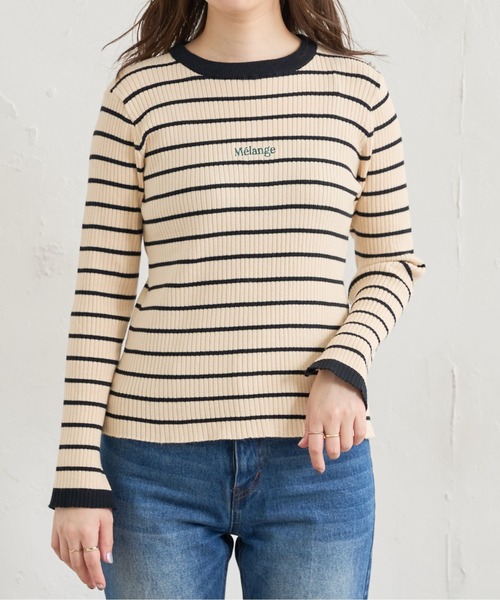 natural couture（ナチュラルクチュール）の「刺繍ロゴ入りリブニット（ニット/セーター・レディース・ベージュ/グレー/オフホワイト/アイボリー・FREE）」の18枚目の写真