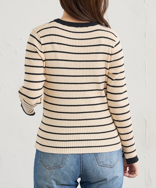 natural couture（ナチュラルクチュール）の「刺繍ロゴ入りリブニット（ニット/セーター・レディース・ベージュ/グレー/オフホワイト/アイボリー・FREE）」の12枚目の写真