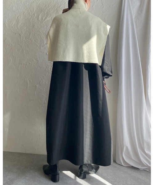 She's Closet(シーズクローゼット)の「モヘアタッチサイドリボンショート丈ハイネックニットベスト(ベスト・レディース・アイボリー・FREE)」の8枚目の写真