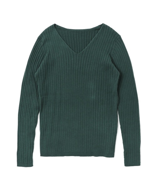 Fashion Letter(ファッションレター)の「Vネックリブニット(ニット/セーター・レディース・ダークグリーン/ブラック/杢グレー/バーガンディー/グレイッシュベージュ・M~L/4L~5L/LL~3L)」の15枚目の写真