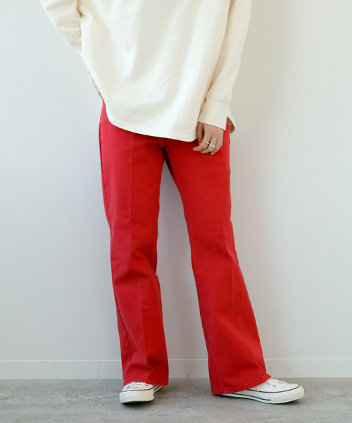 Simplicite（サンプリシテ）の「Natural Friendly Denim フレアパンツ◆（デニムパンツ・レディース・ブルー/レッド/ネイビー・SMALL/MEDIUM）」の3枚目の写真