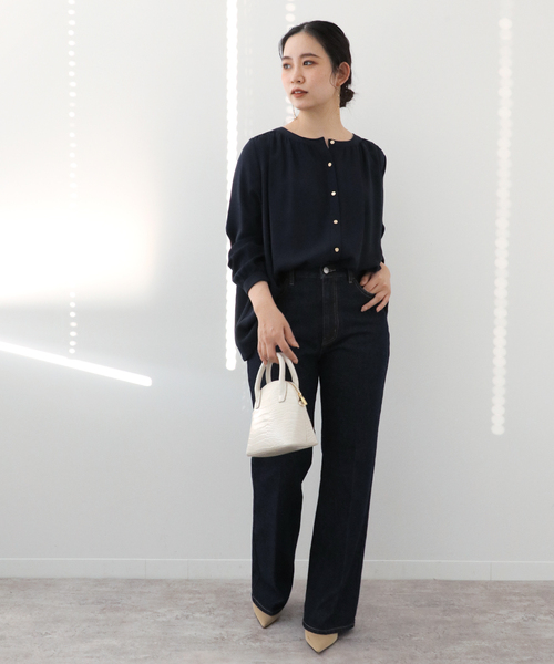 Simplicite（サンプリシテ）の「Natural Friendly Denim フレアパンツ◆（デニムパンツ・レディース・ブルー/レッド/ネイビー・SMALL/MEDIUM）」の8枚目の写真