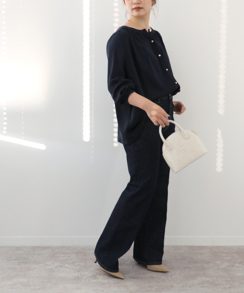 Simplicite（サンプリシテ）の「Natural Friendly Denim フレアパンツ◆（デニムパンツ・レディース・ブルー/レッド/ネイビー・SMALL/MEDIUM）」の6枚目の写真