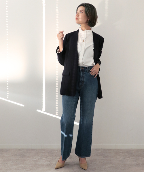 Simplicite（サンプリシテ）の「Natural Friendly Denim フレアパンツ◆（デニムパンツ・レディース・ブルー/レッド/ネイビー・SMALL/MEDIUM）」の9枚目の写真