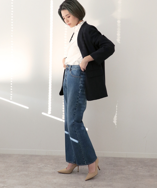 Simplicite（サンプリシテ）の「Natural Friendly Denim フレアパンツ◆（デニムパンツ・レディース・ブルー/レッド/ネイビー・SMALL/MEDIUM）」の11枚目の写真