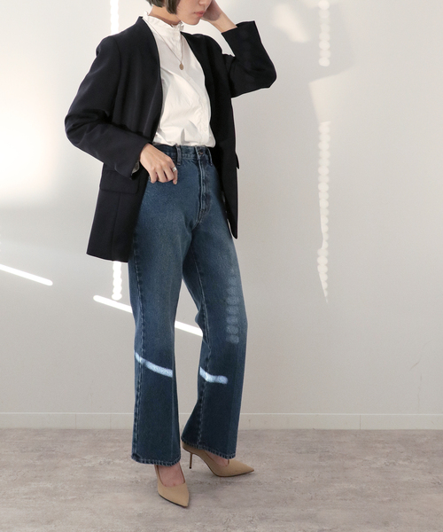 Simplicite（サンプリシテ）の「Natural Friendly Denim フレアパンツ◆（デニムパンツ・レディース・ブルー/レッド/ネイビー・SMALL/MEDIUM）」の12枚目の写真