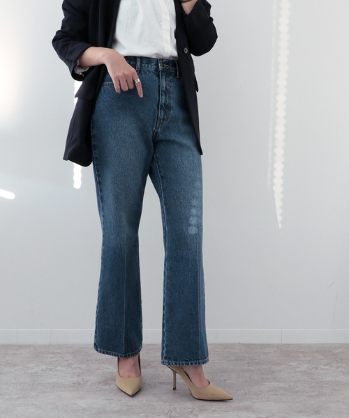 Simplicite（サンプリシテ）の「Natural Friendly Denim フレアパンツ◆（デニムパンツ・レディース・ブルー/レッド/ネイビー・SMALL/MEDIUM）」の13枚目の写真