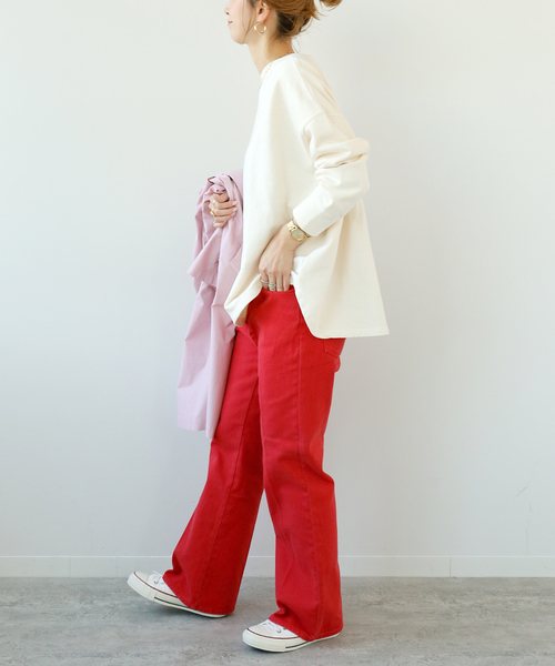 Simplicite（サンプリシテ）の「Natural Friendly Denim フレアパンツ◆（デニムパンツ・レディース・ブルー/レッド/ネイビー・SMALL/MEDIUM）」の17枚目の写真