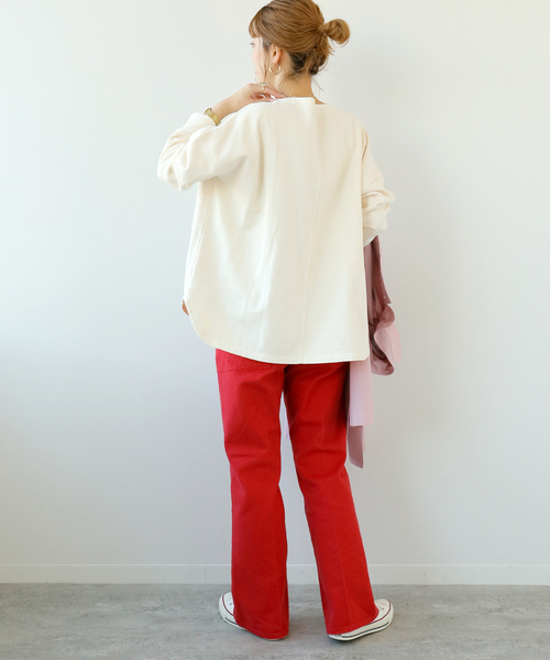 Simplicite（サンプリシテ）の「Natural Friendly Denim フレアパンツ◆（デニムパンツ・レディース・ブルー/レッド/ネイビー・SMALL/MEDIUM）」の18枚目の写真