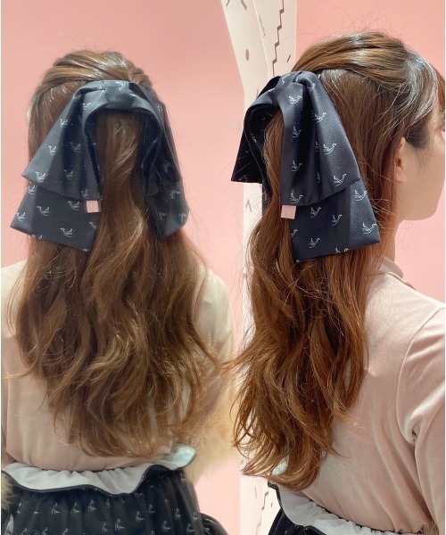 lilLilly(リルリリー)の「オリジナルプリントリボンバレッタ(バレッタ/ヘアクリップ・レディース・ブラック/ホワイト・FREE)」の7枚目の写真