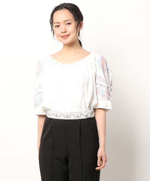 Desigual（デシグアル）の「クロップブラウス（シャツ/ブラウス・レディース・ホワイト・L/S/M）」の4枚目の写真